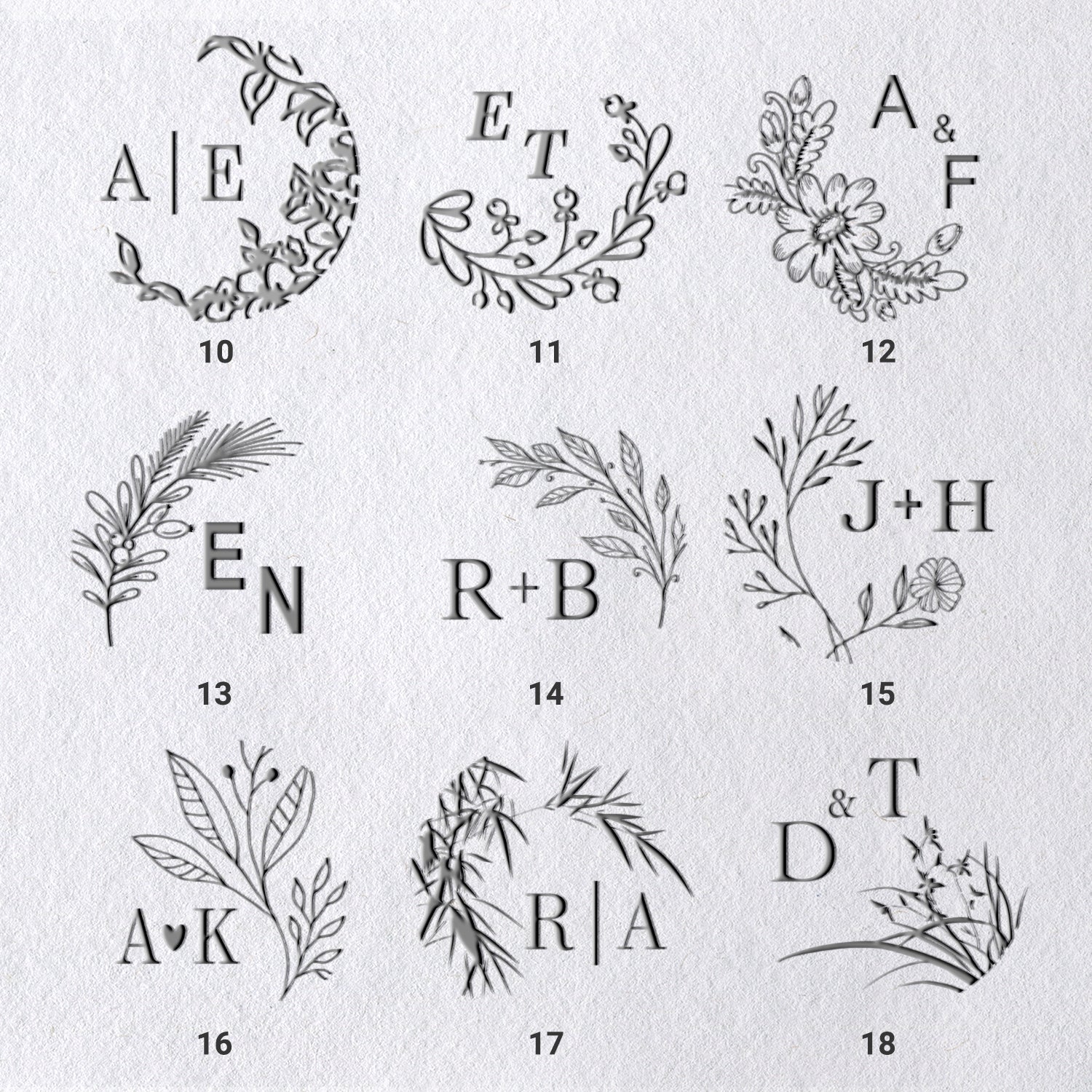 Custom Botanical Initials Wedding Monogram Embosser (27 Designs) Custom Botanical Initials Wedding Monogram Embosser (27 Designs)2