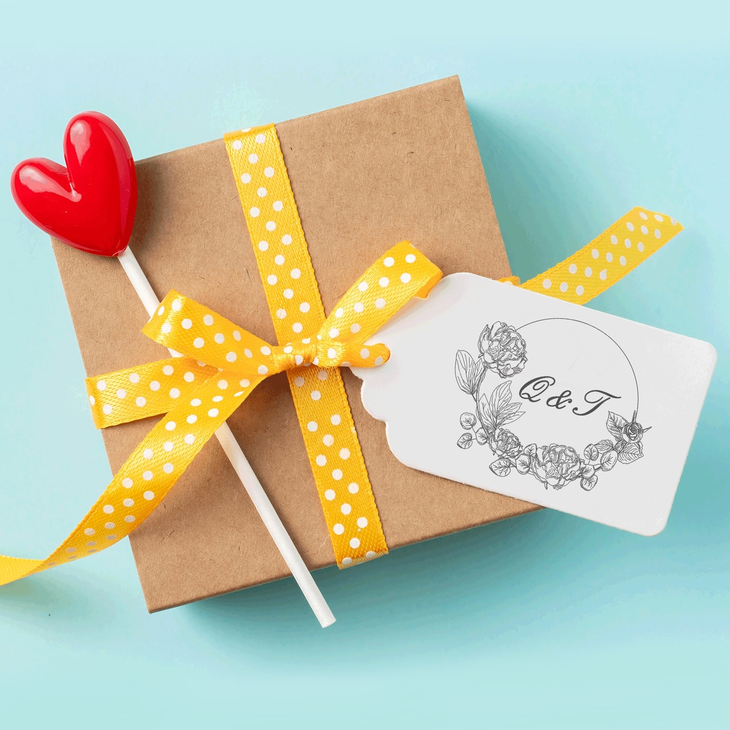 Custom Botanical Wedding Monogram Rubber Stamp - Style 16 wd1