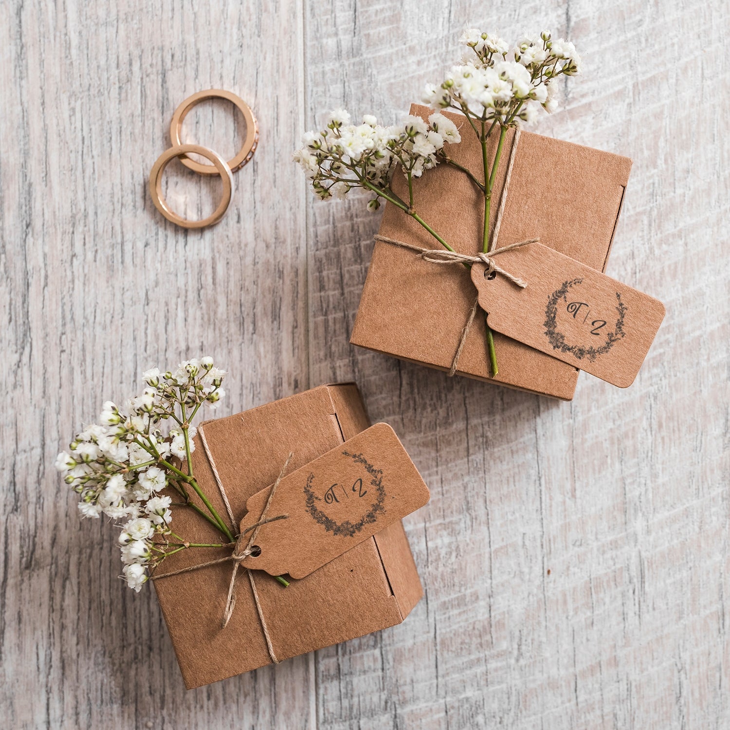 Custom Botanical Wedding Monogram Rubber Stamp - Style 18 wd2