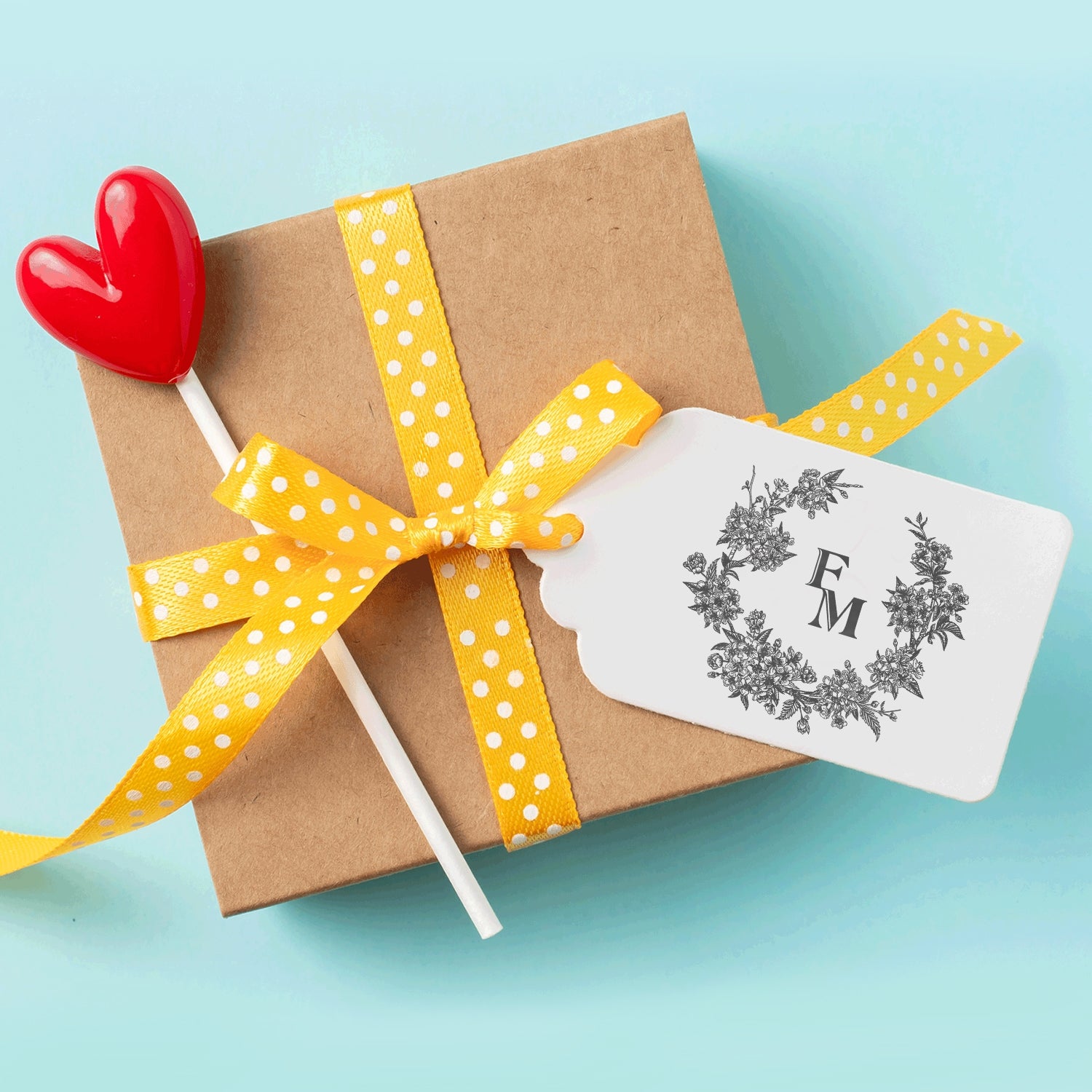 Custom Botanical Wedding Monogram Rubber Stamp - Style 3 wd1