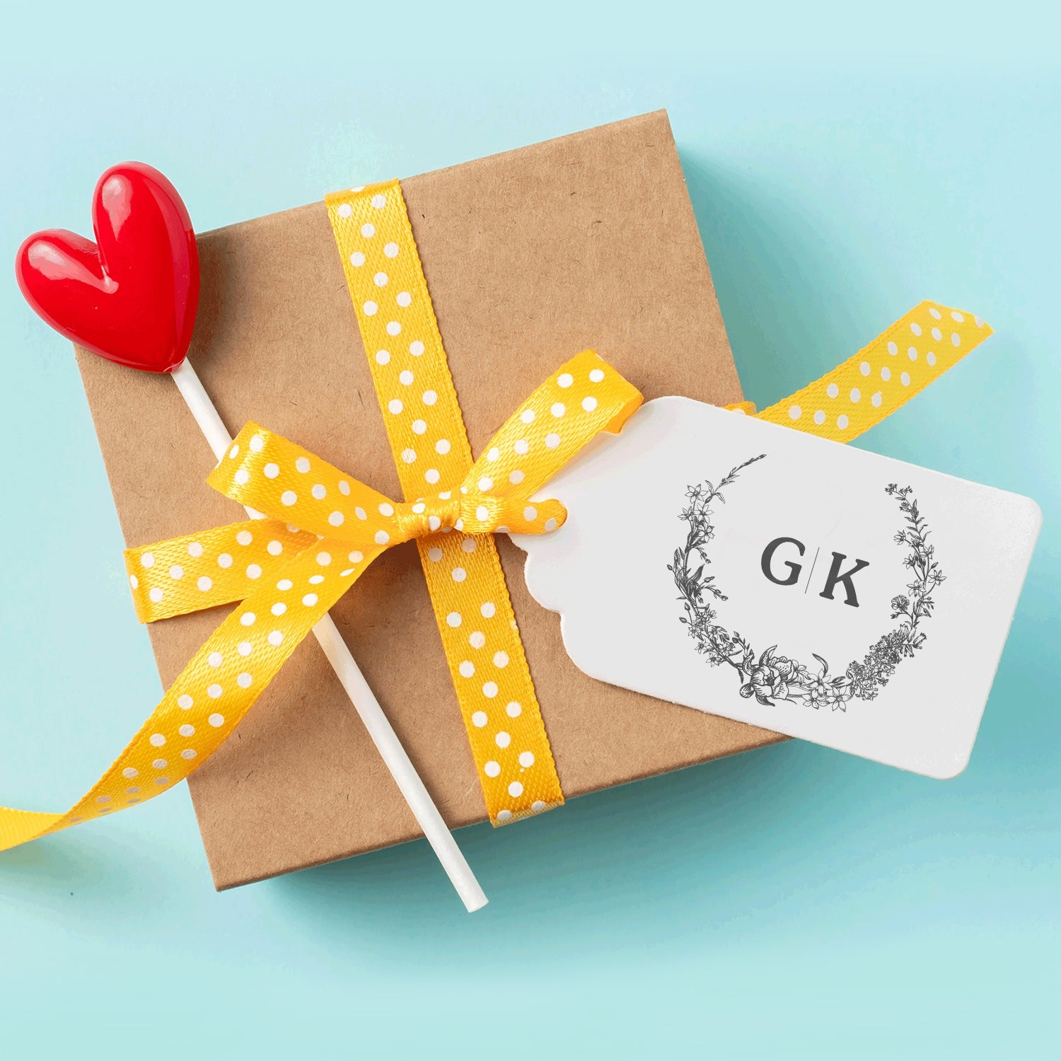 Custom Botanical Wedding Monogram Rubber Stamp - Style 6 wd1