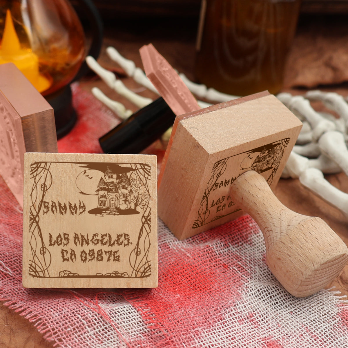 Custom Castle Halloween Address Rubber Stamp