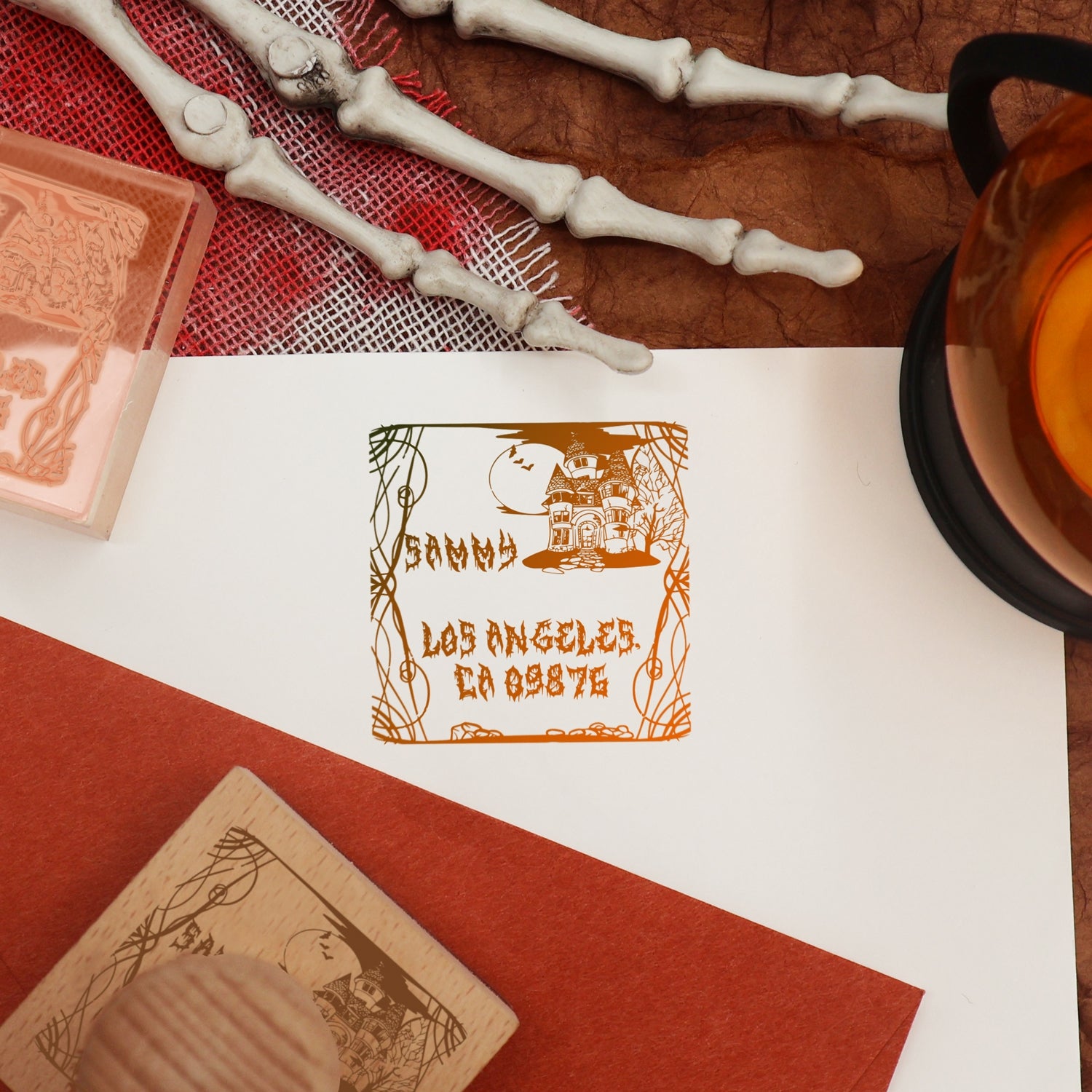 Custom Castle Halloween Address Rubber Stamp3