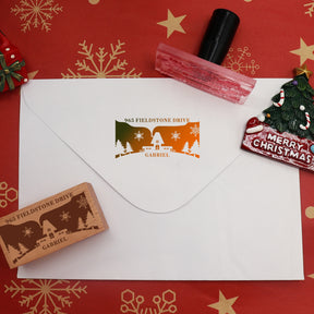 Custom Christmas Castle Rectangle Rubber Stamp2