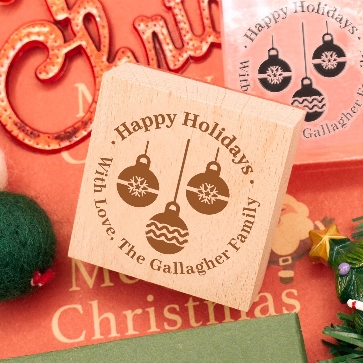 Custom Christmas Ornaments Address Rubber Stamp 3