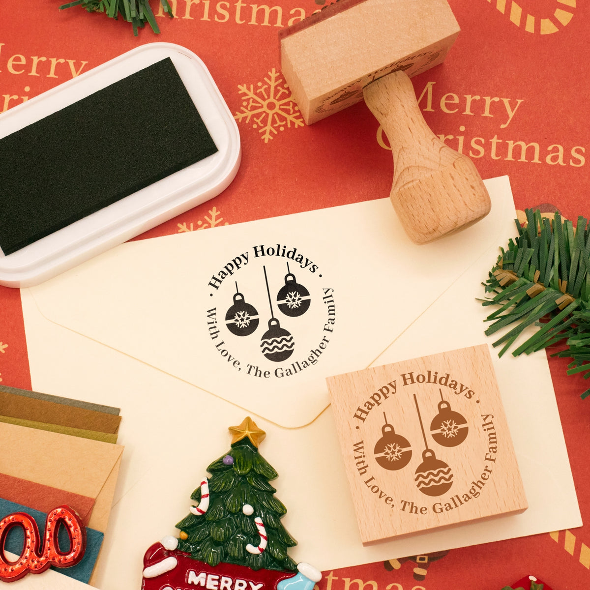Custom Christmas Ornaments Address Rubber Stamp 