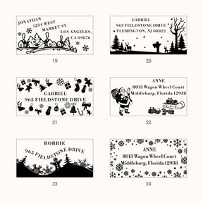Custom Christmas Rectangle Address Rubber Stamp (27 Designs)44