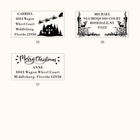 Custom Christmas Rectangle Address Rubber Stamp (27 Designs)55