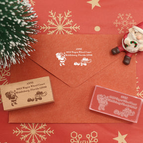 Custom Christmas Santa Claus Rectangle Address Rubber Stamp