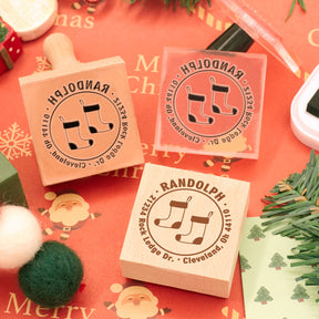 Custom Christmas Stocking Address Rubber Stamp1
