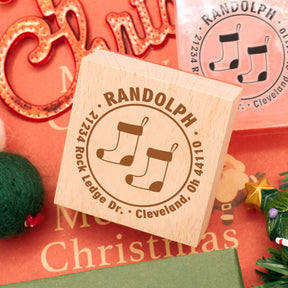 Custom Christmas Stocking Address Rubber Stamp3