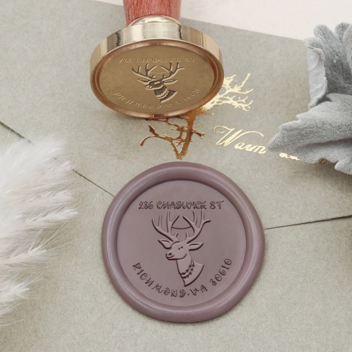 Custom Deer Head Christmas Address Wax Seal Stamp