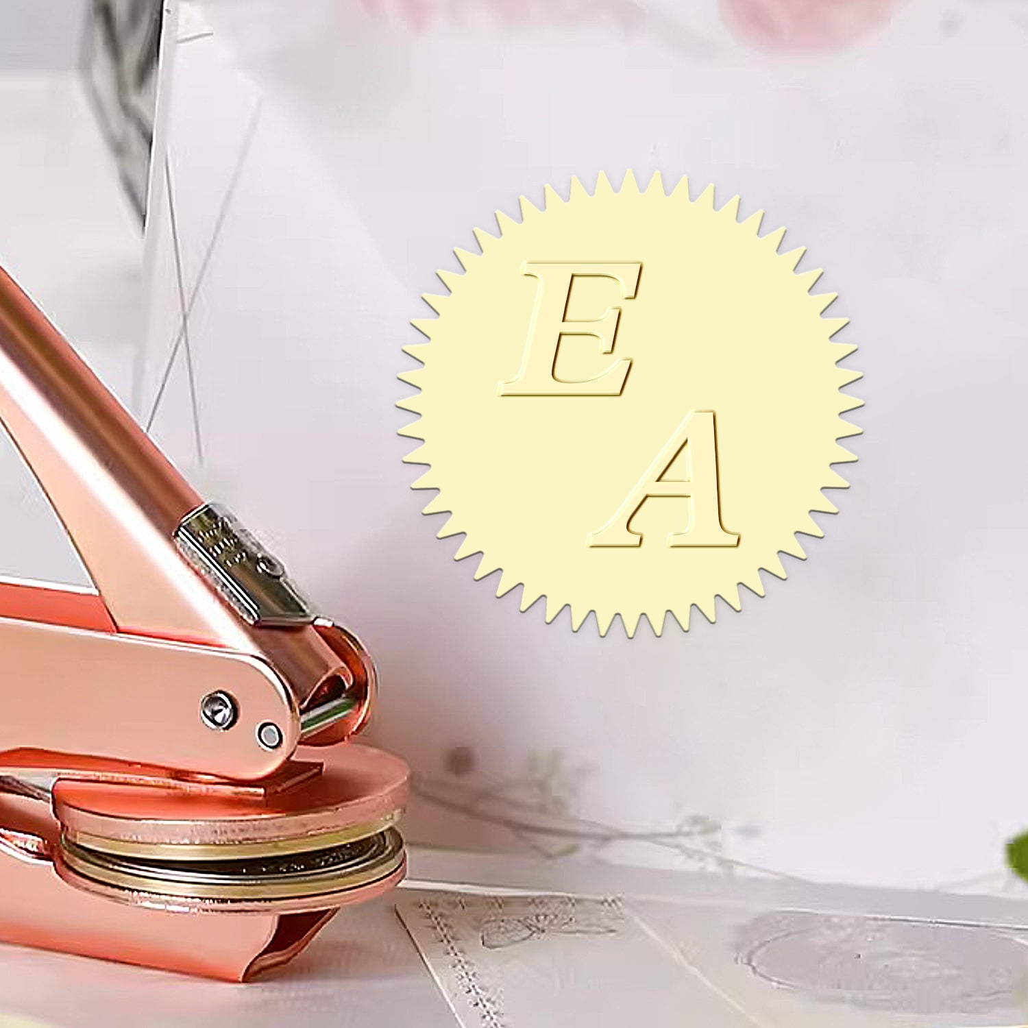 Custom Diagonal Initials Minimalist Wedding Embosser 1-61