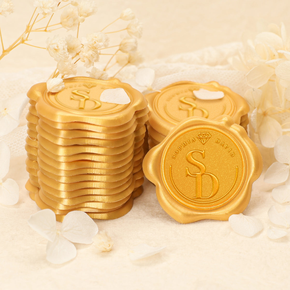 Custom Diamond Wedding Monogram Wax Seal Stickers 2-5