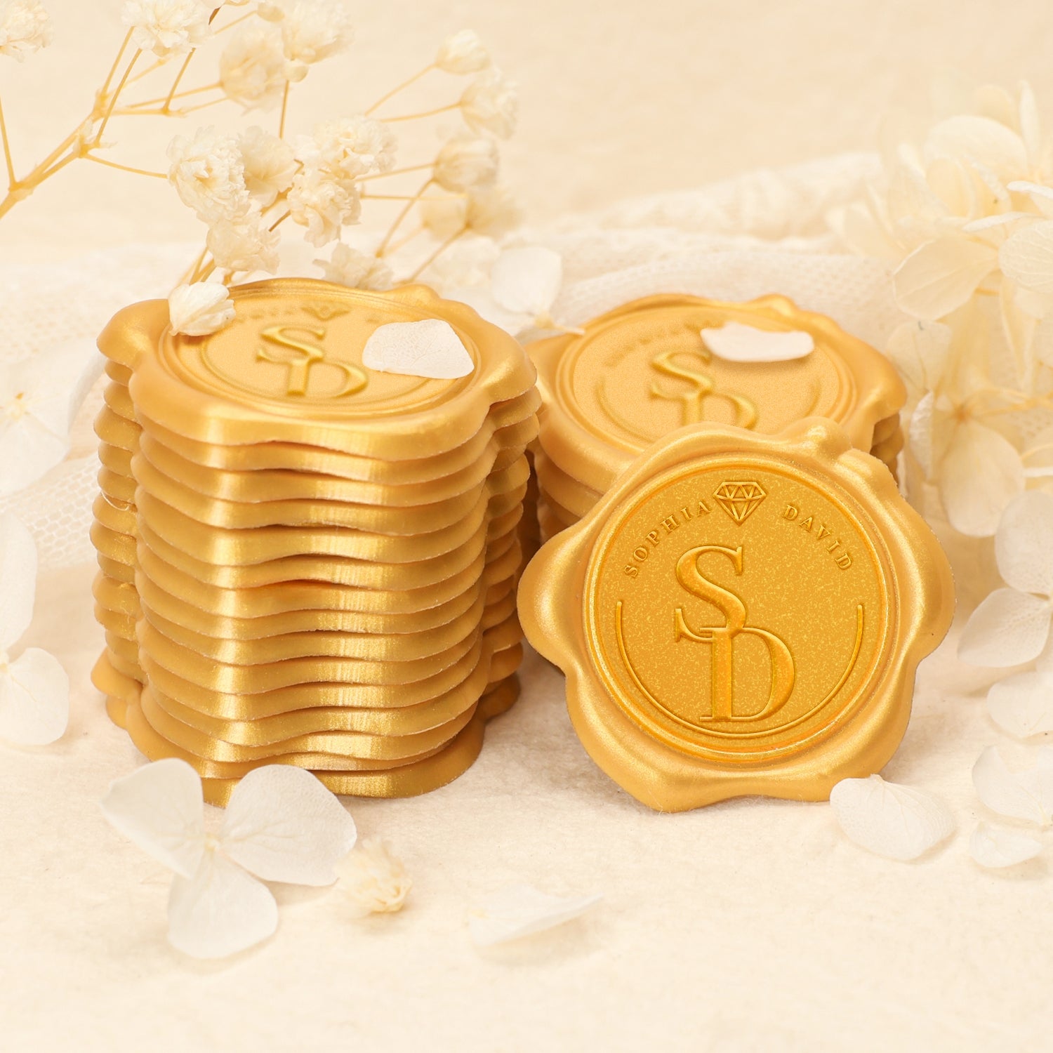 Custom Diamond Wedding Monogram Wax Seal Stickers 2-5
