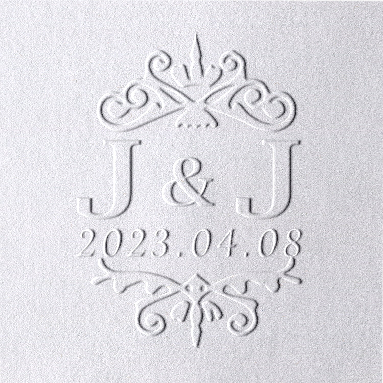 Custom Double Initials and Date Wedding Monogram Embosser 331