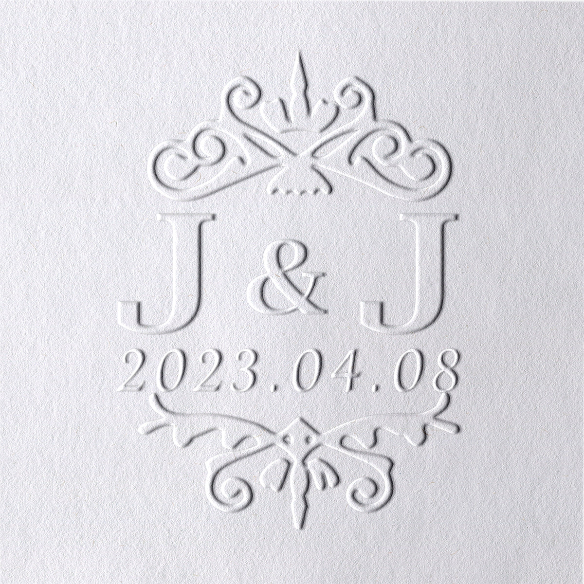 Custom Double Initials and Date Wedding Monogram Embosser 33