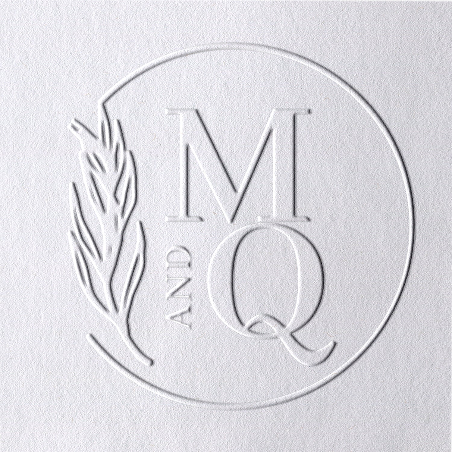 Custom Ear of Wheat Wedding Monogram Initial Embosser 91