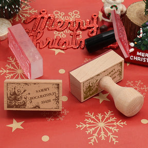 Custom Elegant Christmas Tree Rectangle Rubber Stamp3