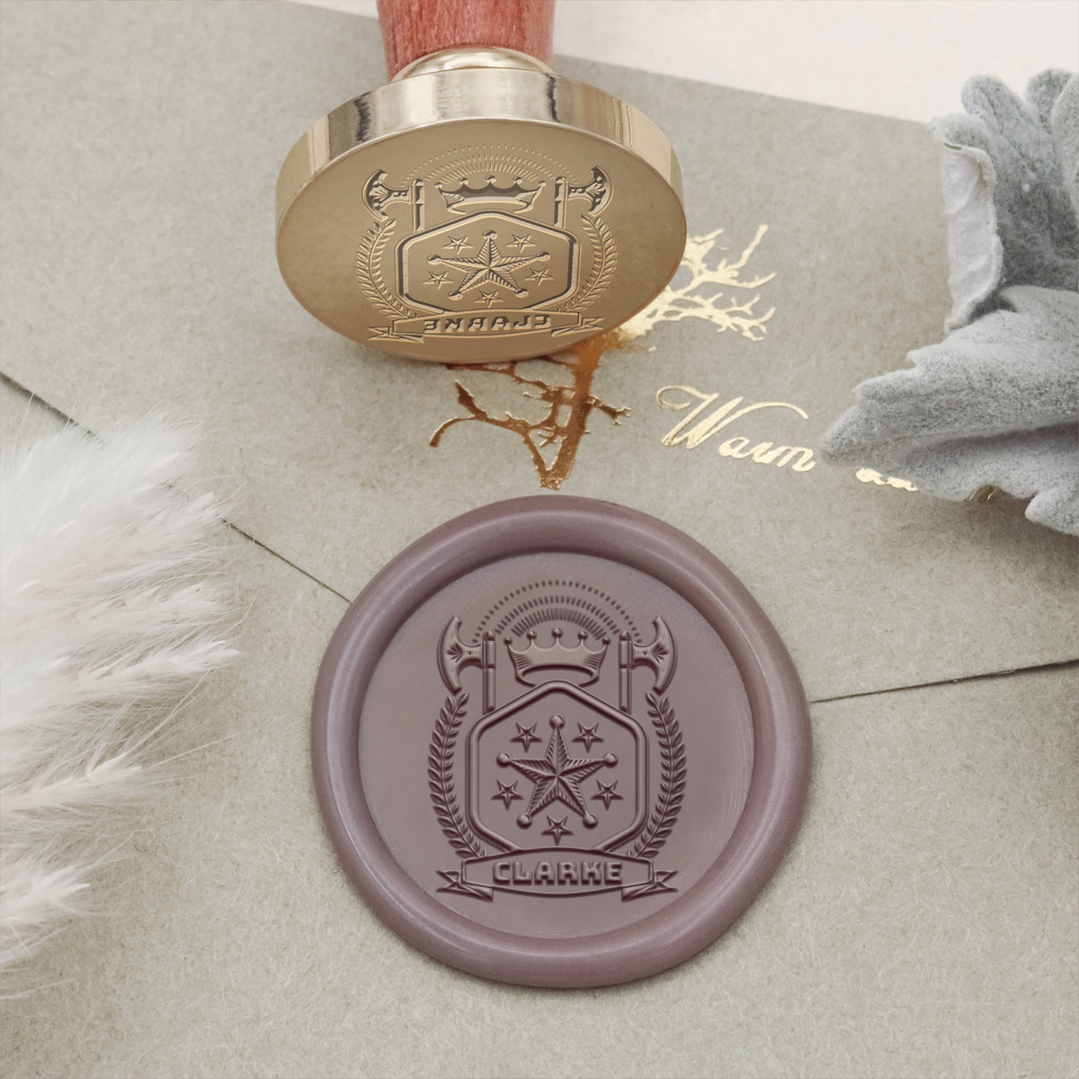 Custom Clarke Family Crest Wax Seal Stamp 1
