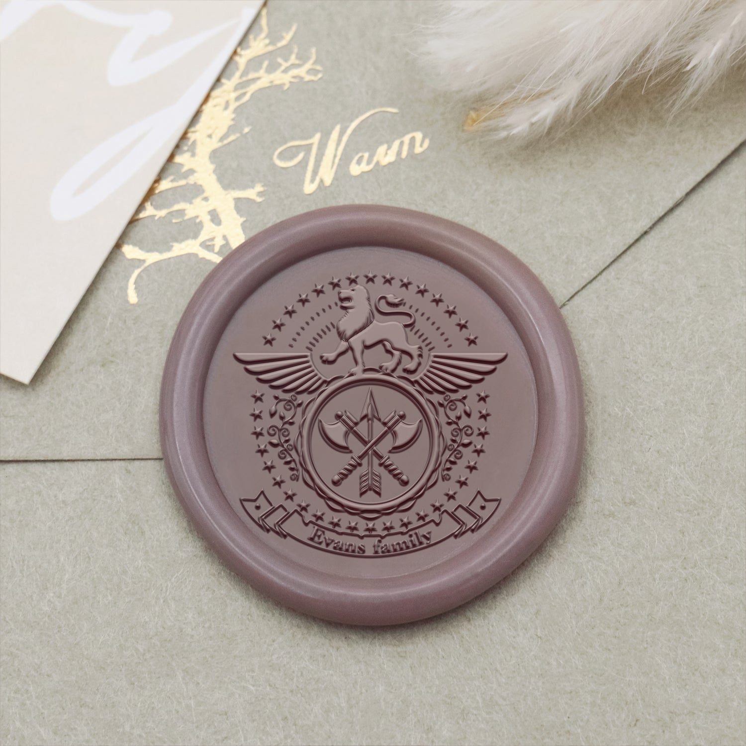 Custom Evans Family Lion Crest Wax Seal Stamp 2