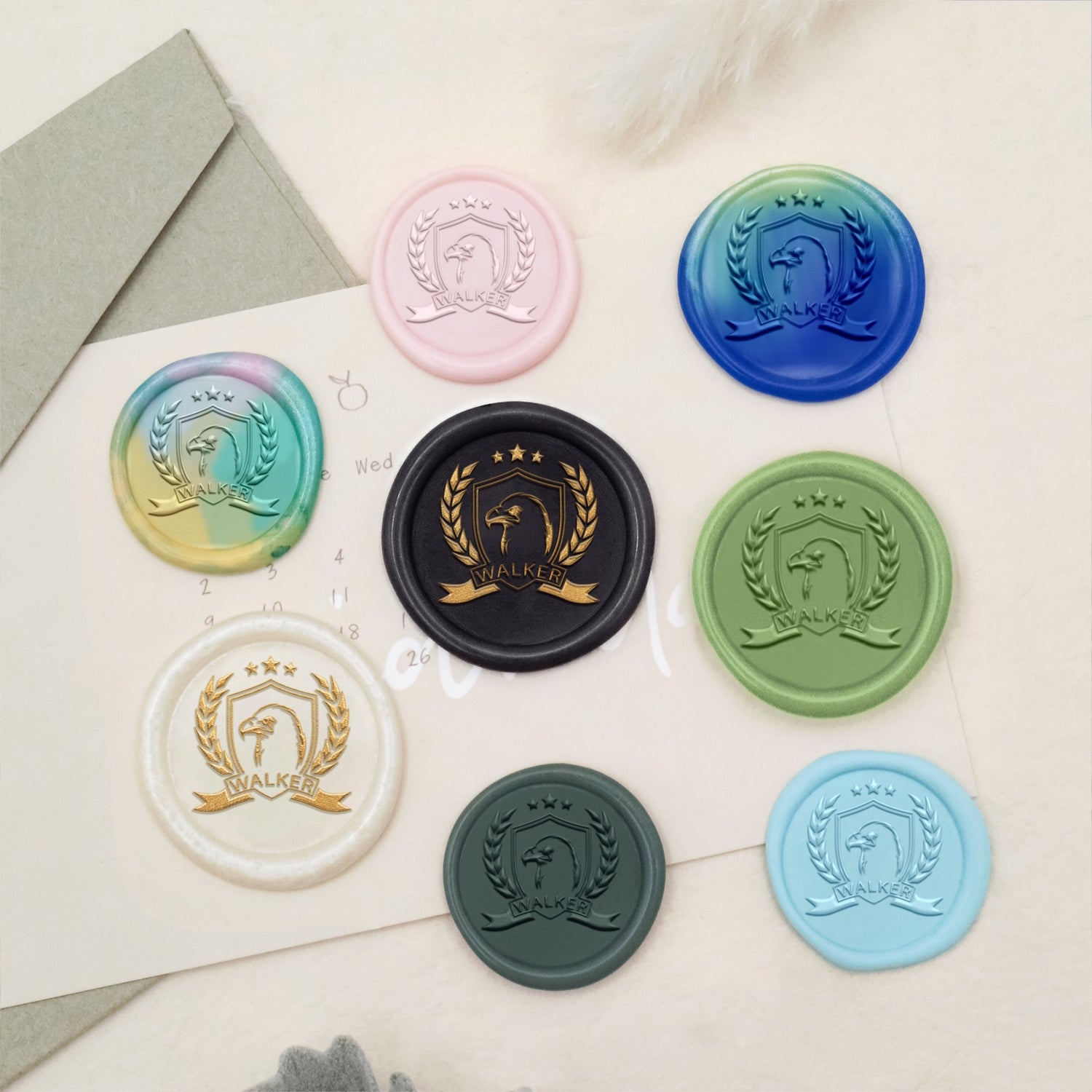 Custom Family Crest Wax Seal Stamp - Style 9 9-3