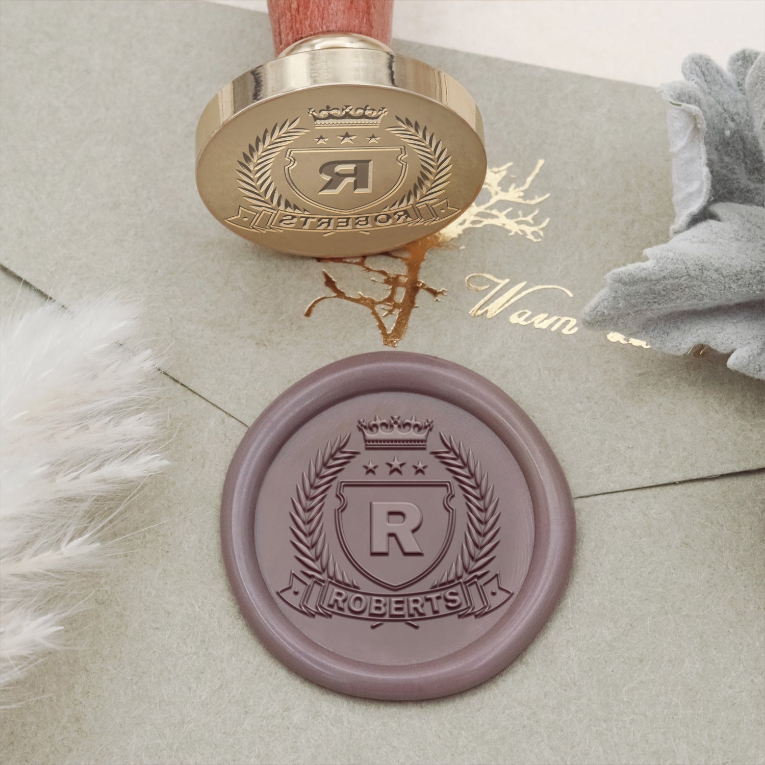 Custom family crest wax seal stamp 1-2
