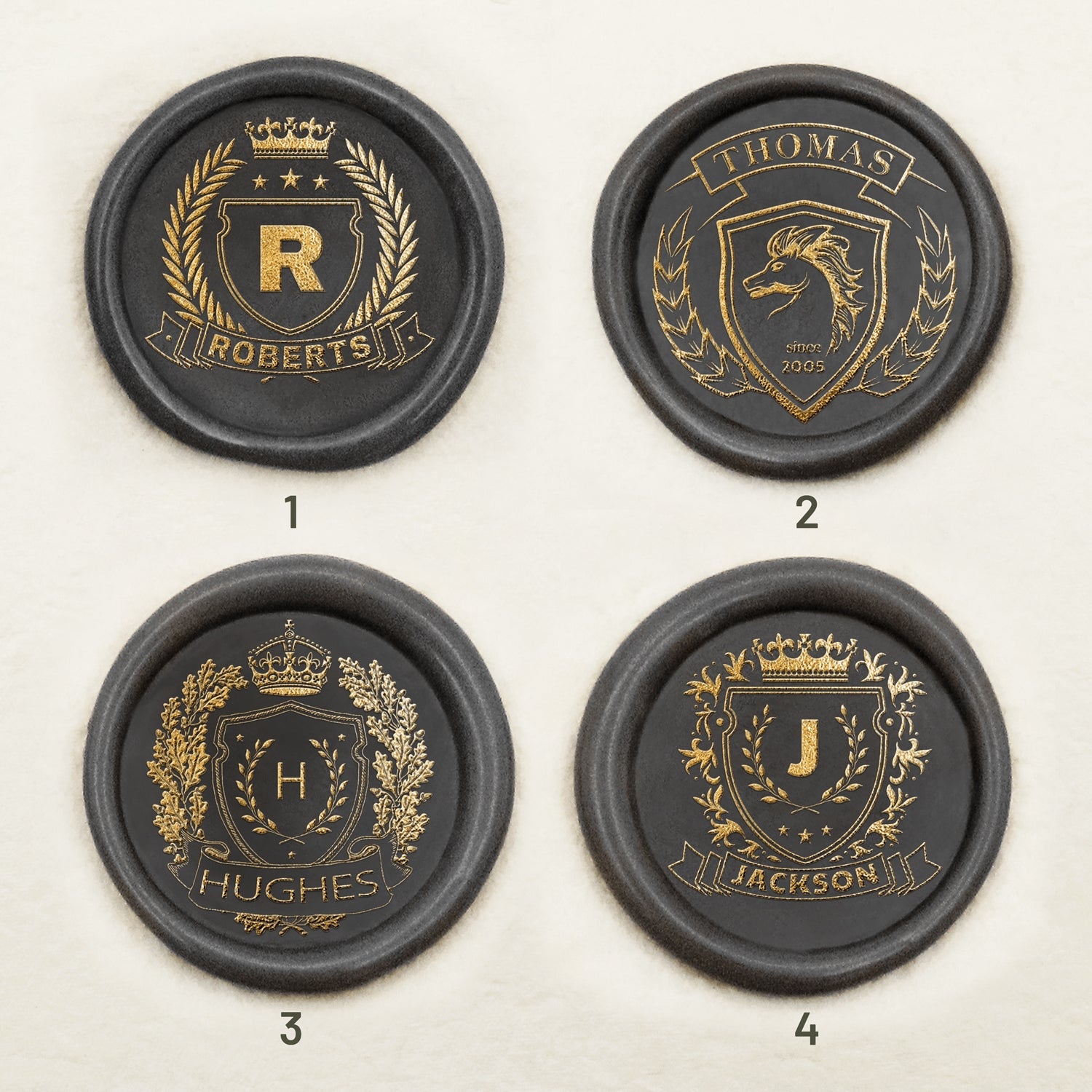 Custom Family Crest Wax Seal Stamp (18 Designs) sku-1