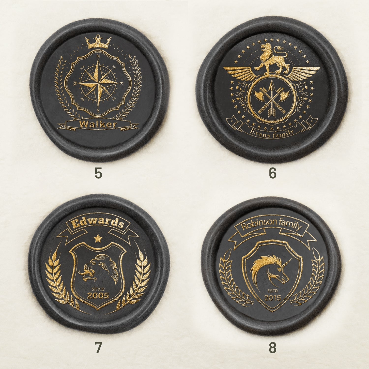 Custom Family Crest Wax Seal Stamp (18 Designs) sku-2