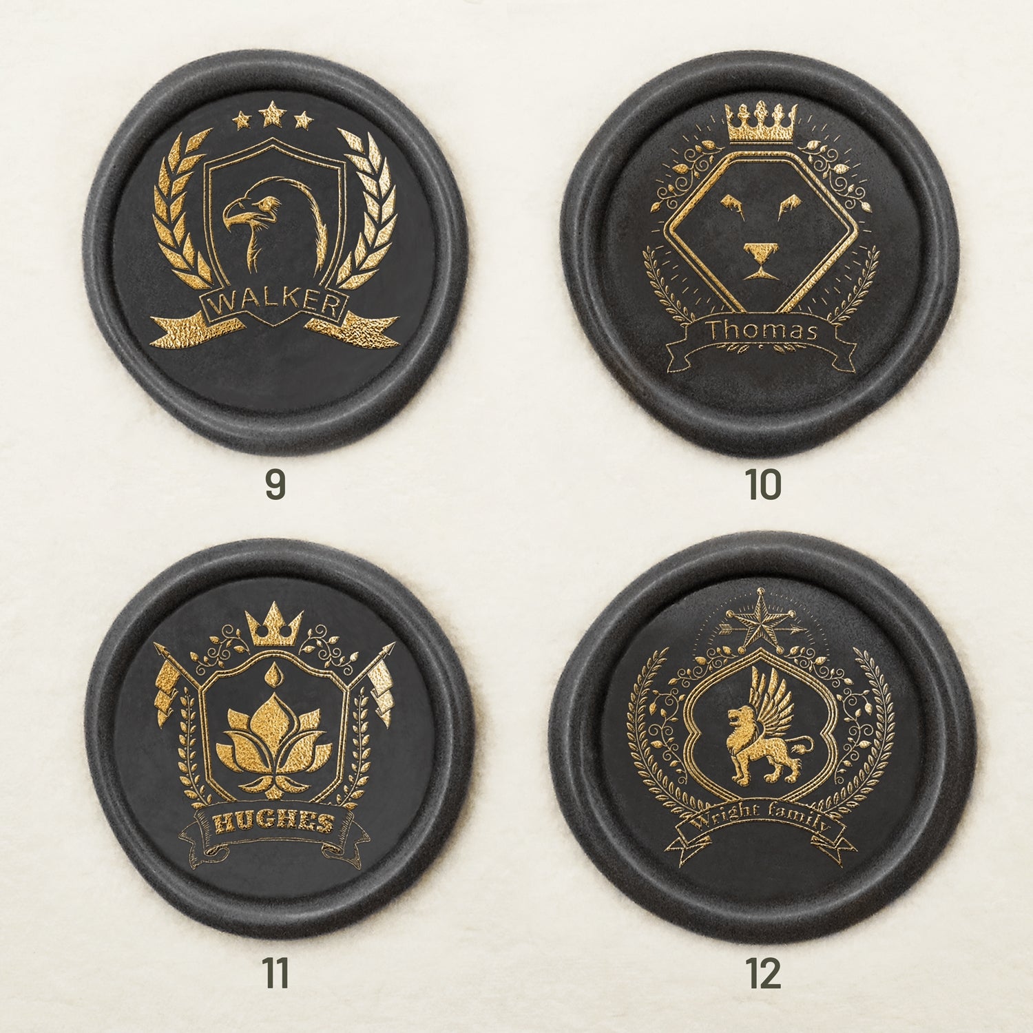 Custom Family Crest Wax Seal Stamp (18 Designs) sku-3