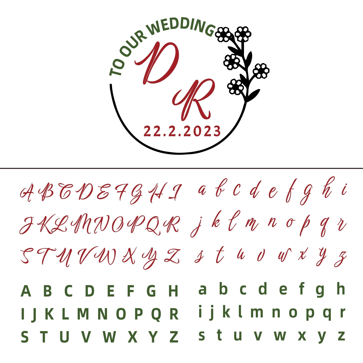 Custom Floret Wedding Monogram Wax Seal Stamp 29