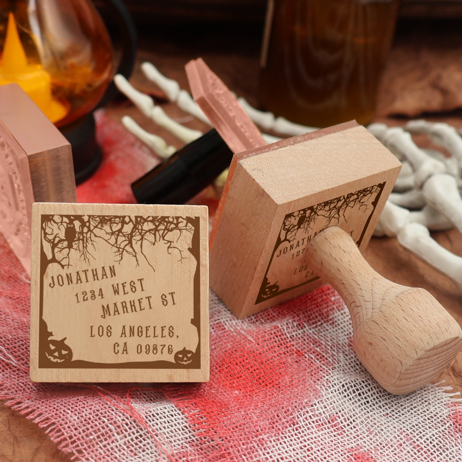 Custom Forest Halloween Address Rubber Stamp3
