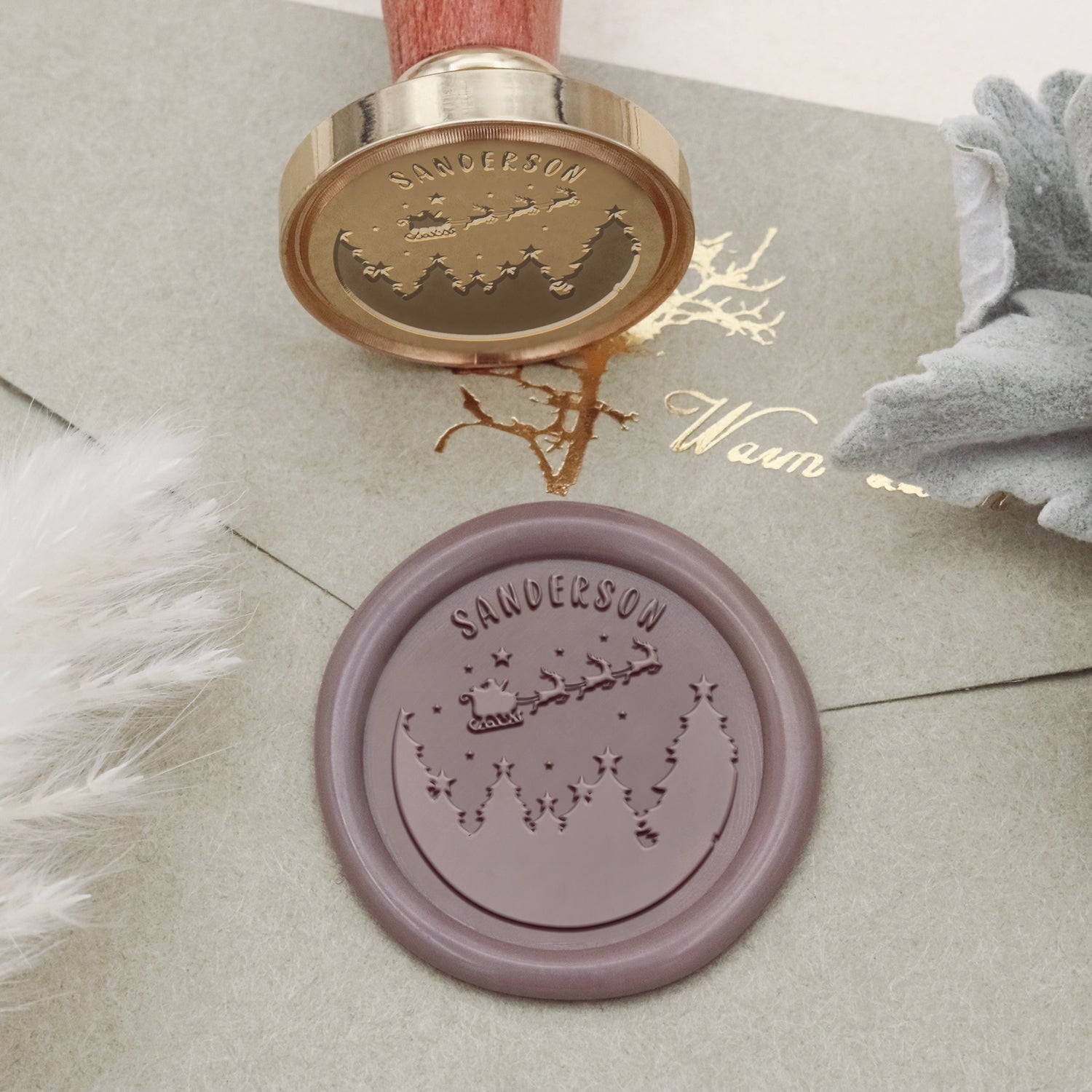 Custom Forest Sleigh Christmas Name Wax Seal Stamp