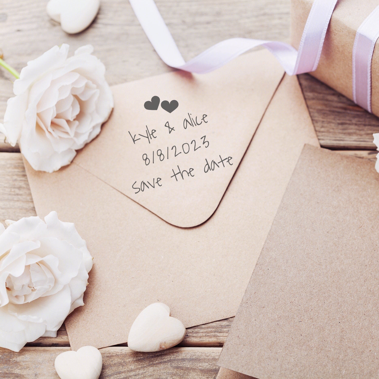 Custom Funtastic Font Wedding Save the Date Rubber Stamp wd3