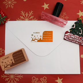 Custom Gift-Bearing Santa Claus Rectangle Rubber Stamp2