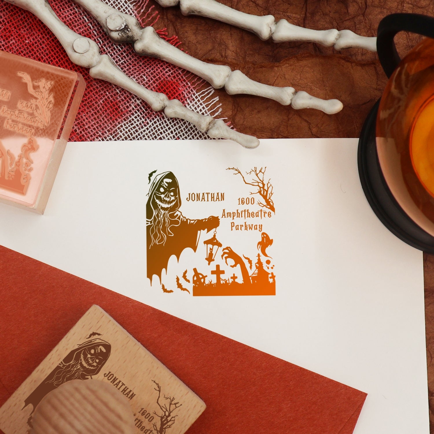 Custom Grim Reaper Halloween Address Rubber Stamp2