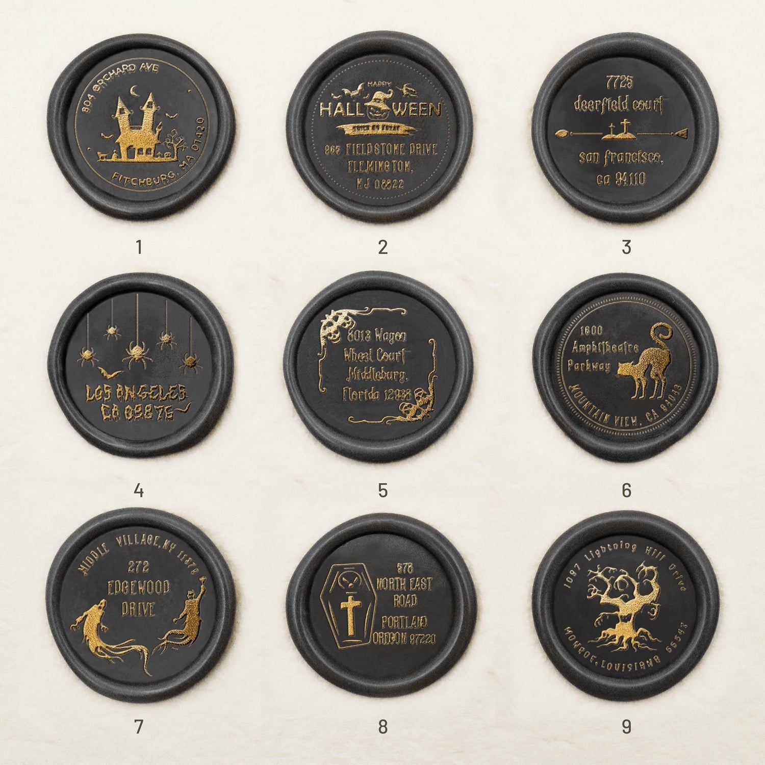 Custom Halloween Address Wax Seal Stamp (27 designs)-sku1