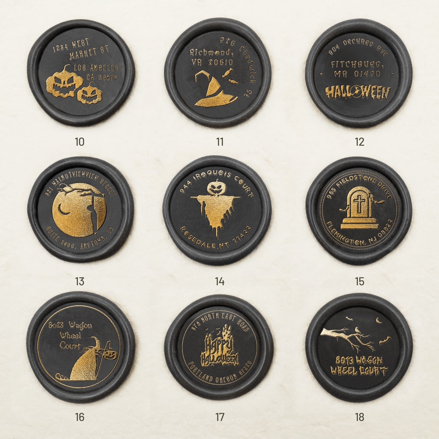 Custom Halloween Address Wax Seal Stamp (27 designs)-sku2