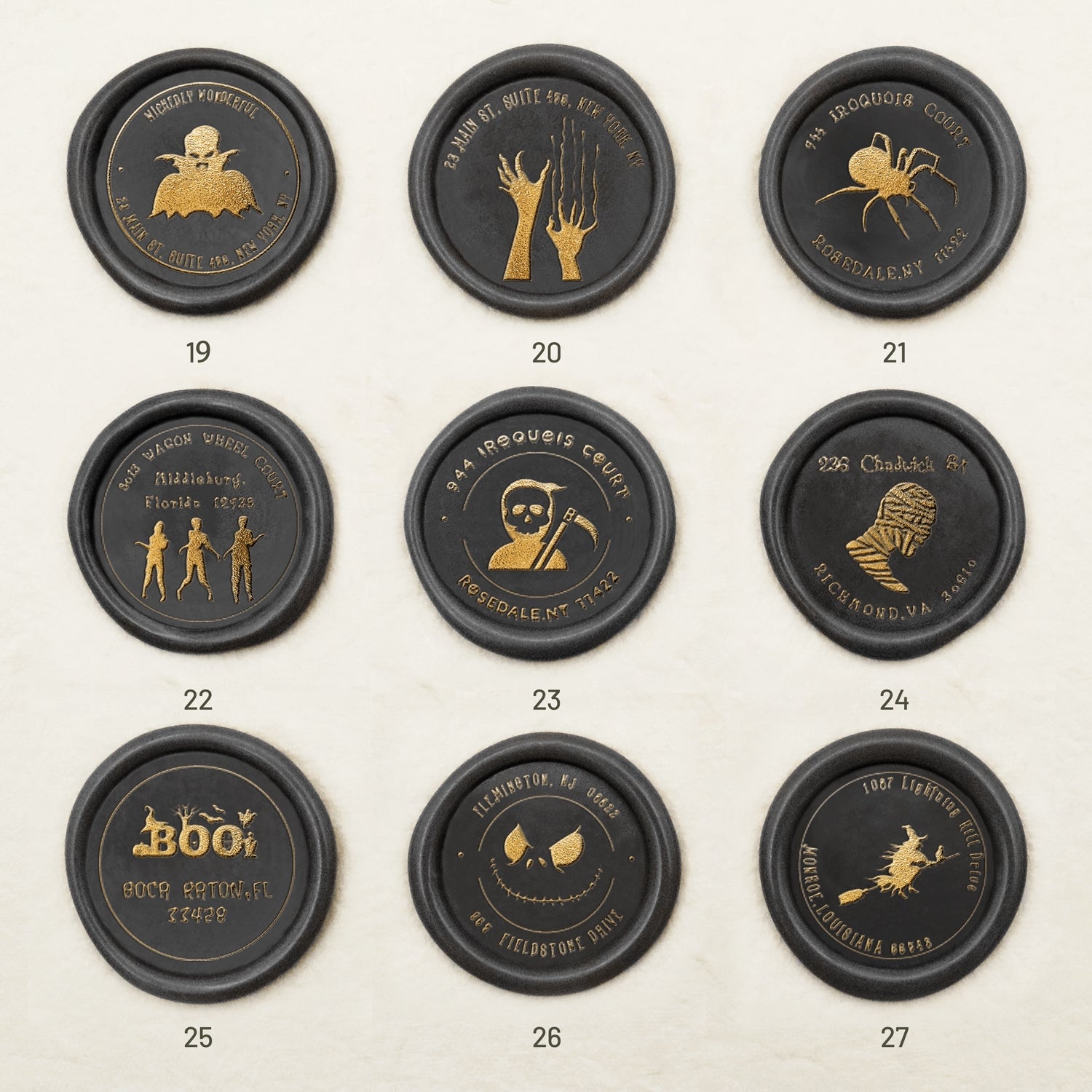 Custom Halloween Address Wax Seal Stamp (27 designs)-sku3