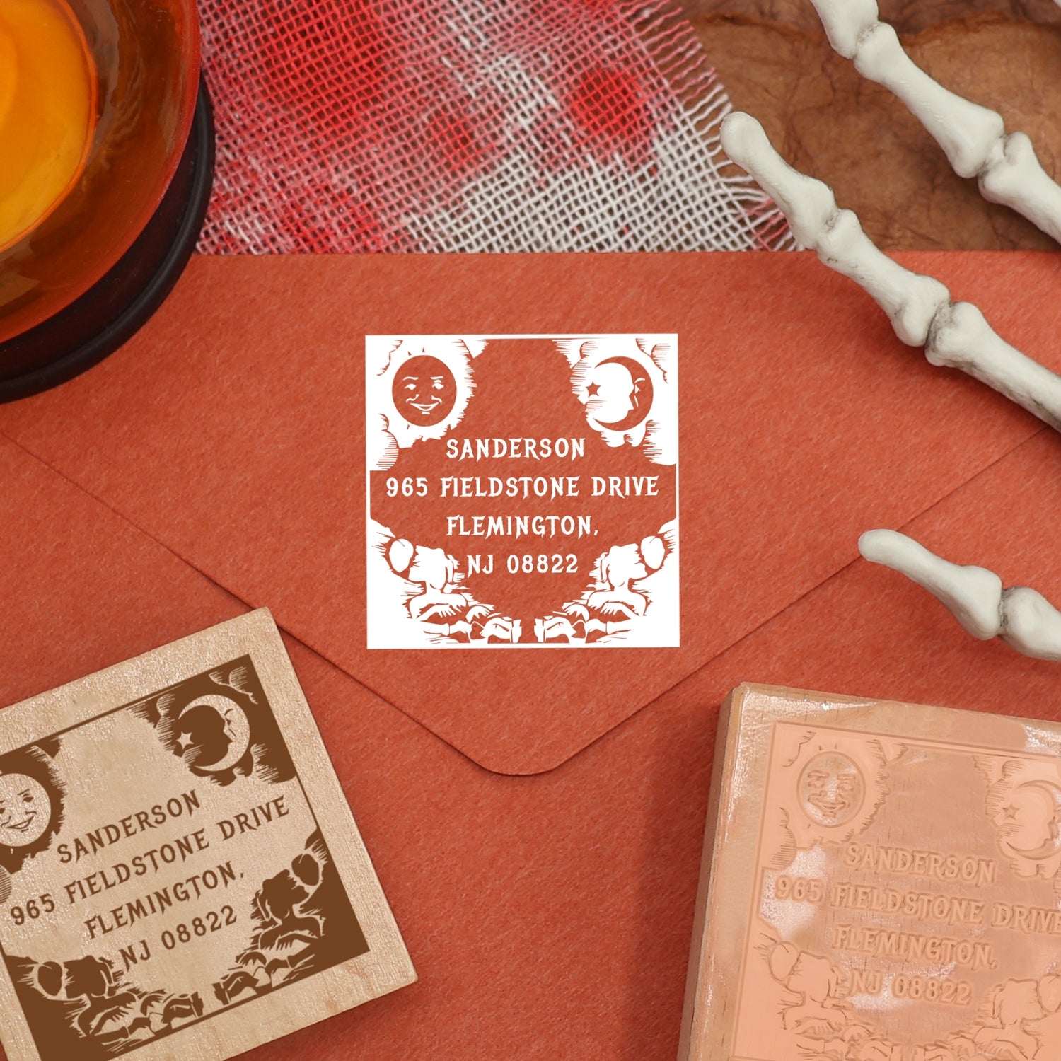 Custom Halloween Night Address Rubber Stamp