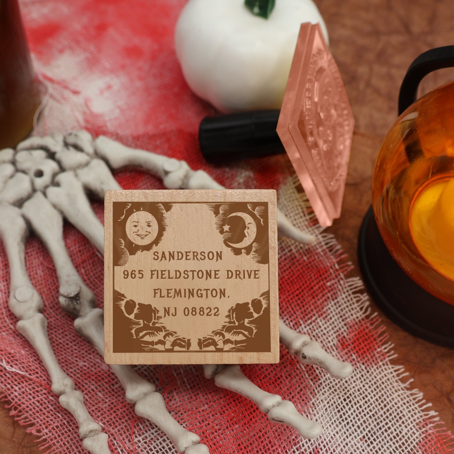 Custom Halloween Night Address Rubber Stamp2