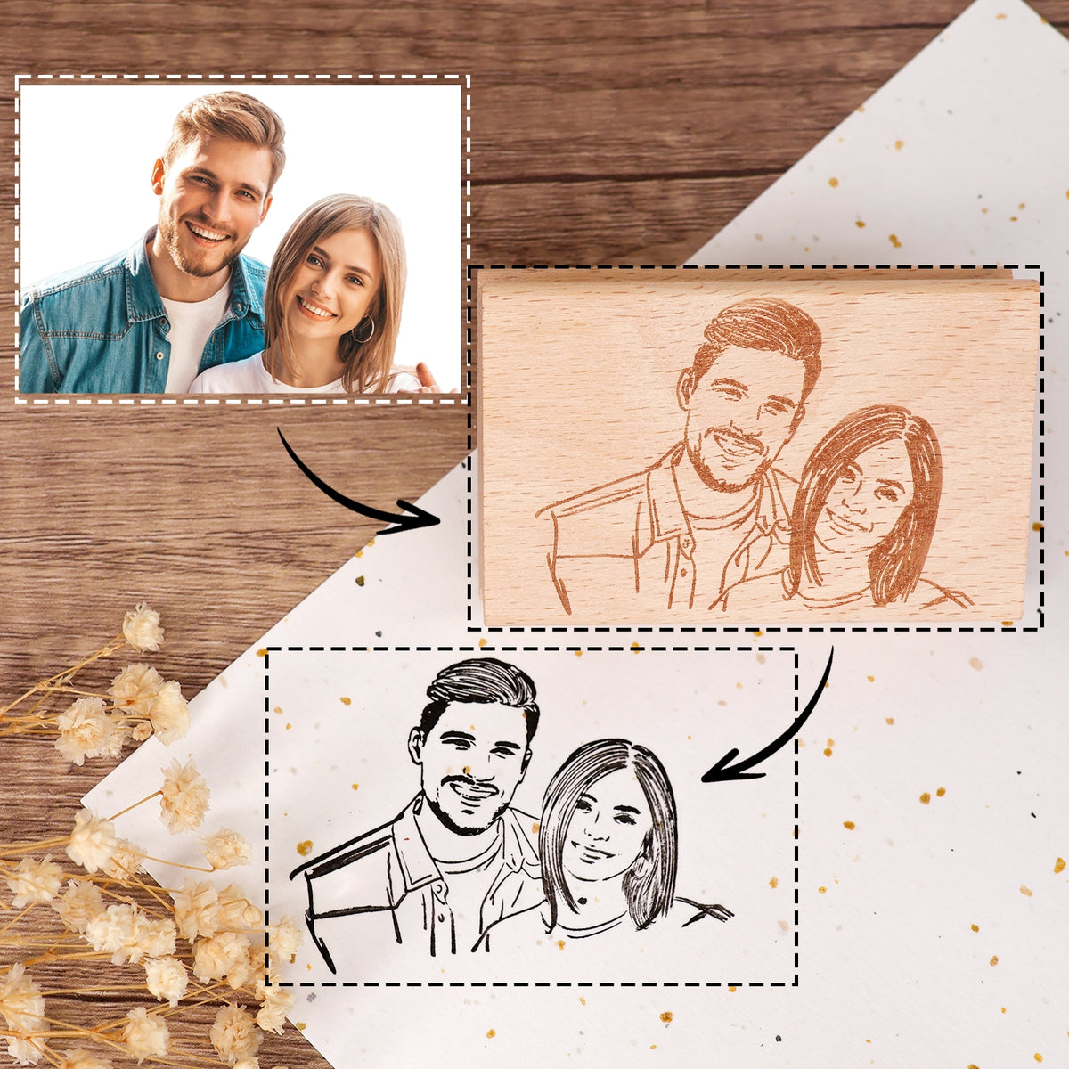 Custom Hand Painted Portraits Rubber Stamp 16