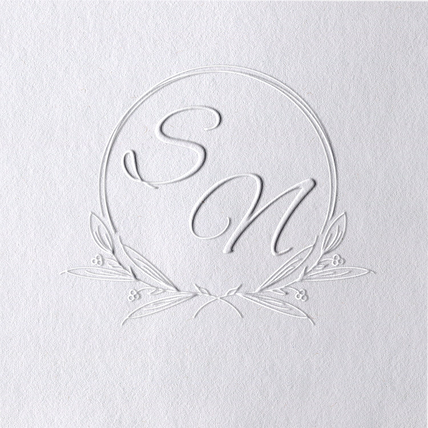 Custom Handwritten Initials Botanical Wedding Monogram Embosser 241