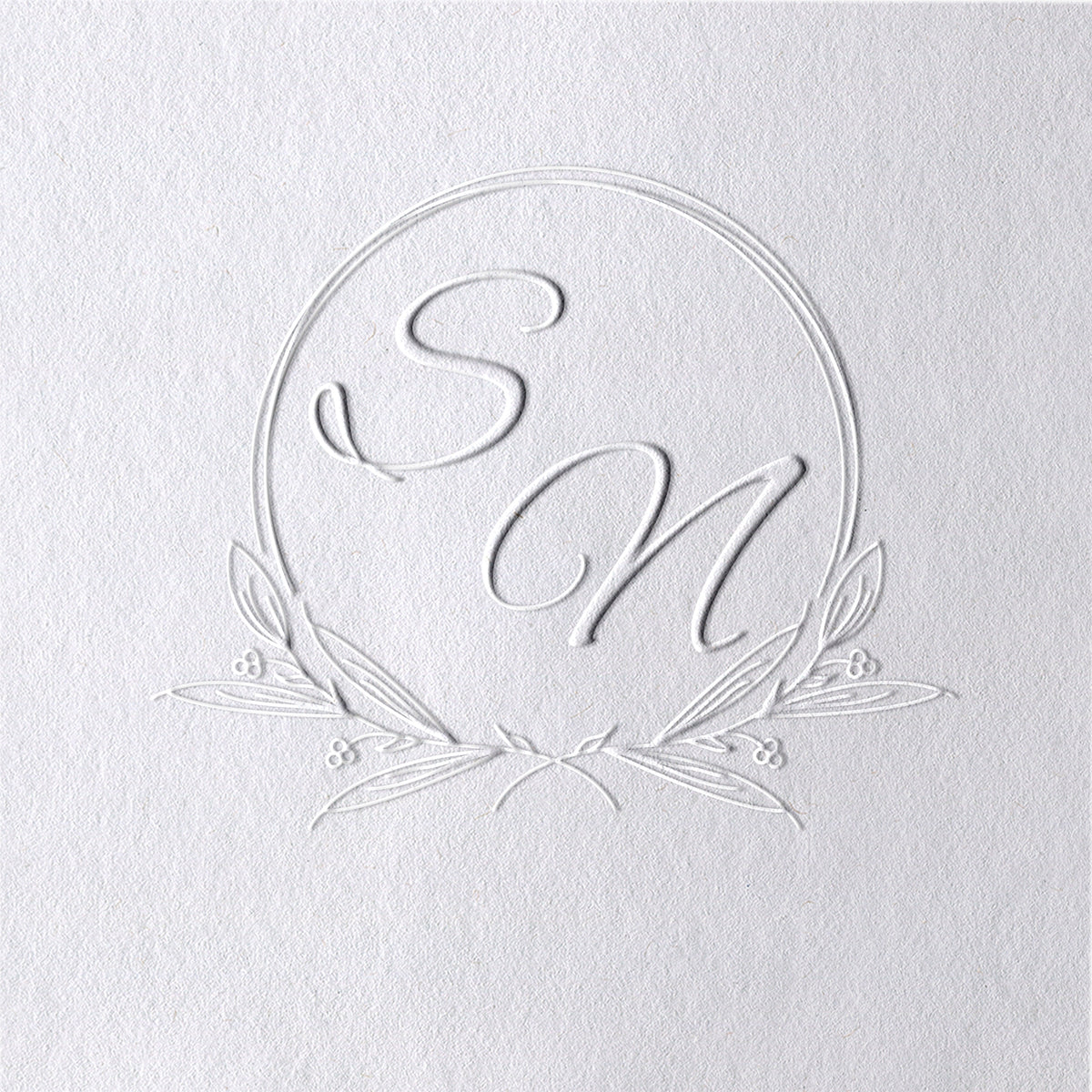 Custom Handwritten Initials Botanical Wedding Monogram Embosser 24