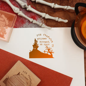 Custom Haunted Castle Halloween Address Rubber Stamp2