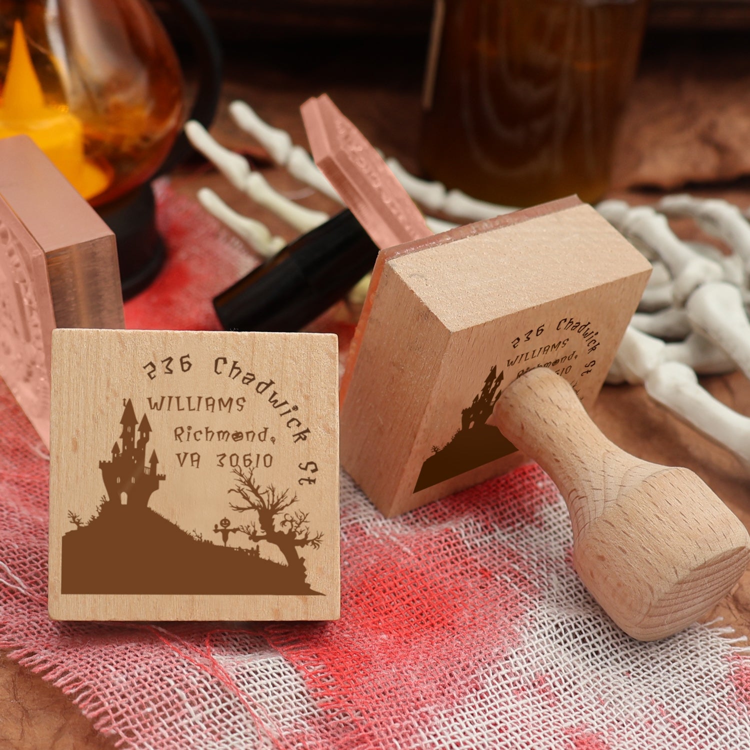 Custom Haunted Castle Halloween Address Rubber Stamp3
