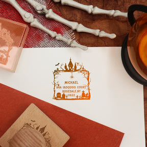 Custom Haunted House Halloween Address Rubber Stamp1