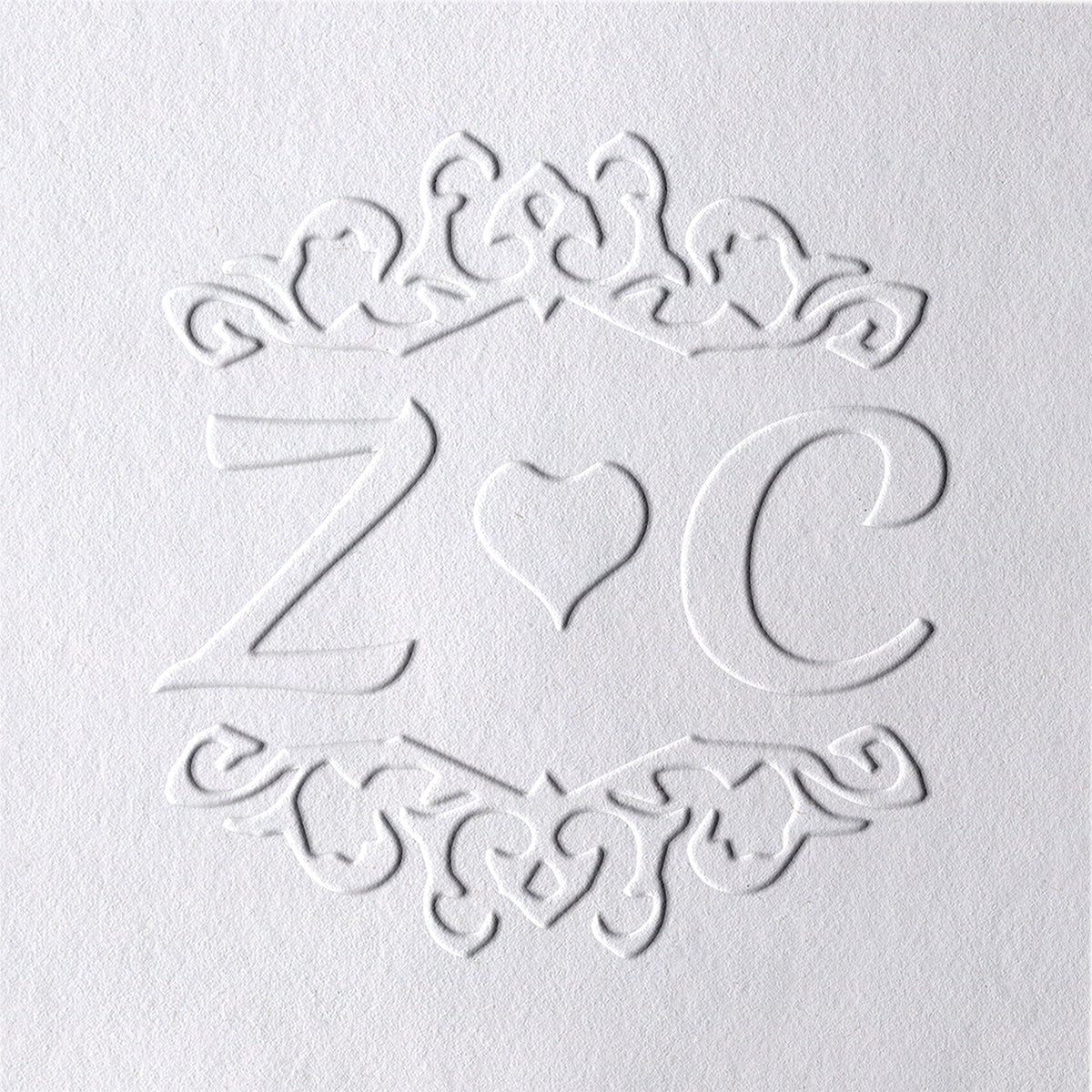 Custom Heart and Initials Wedding Monogram Embosser 34