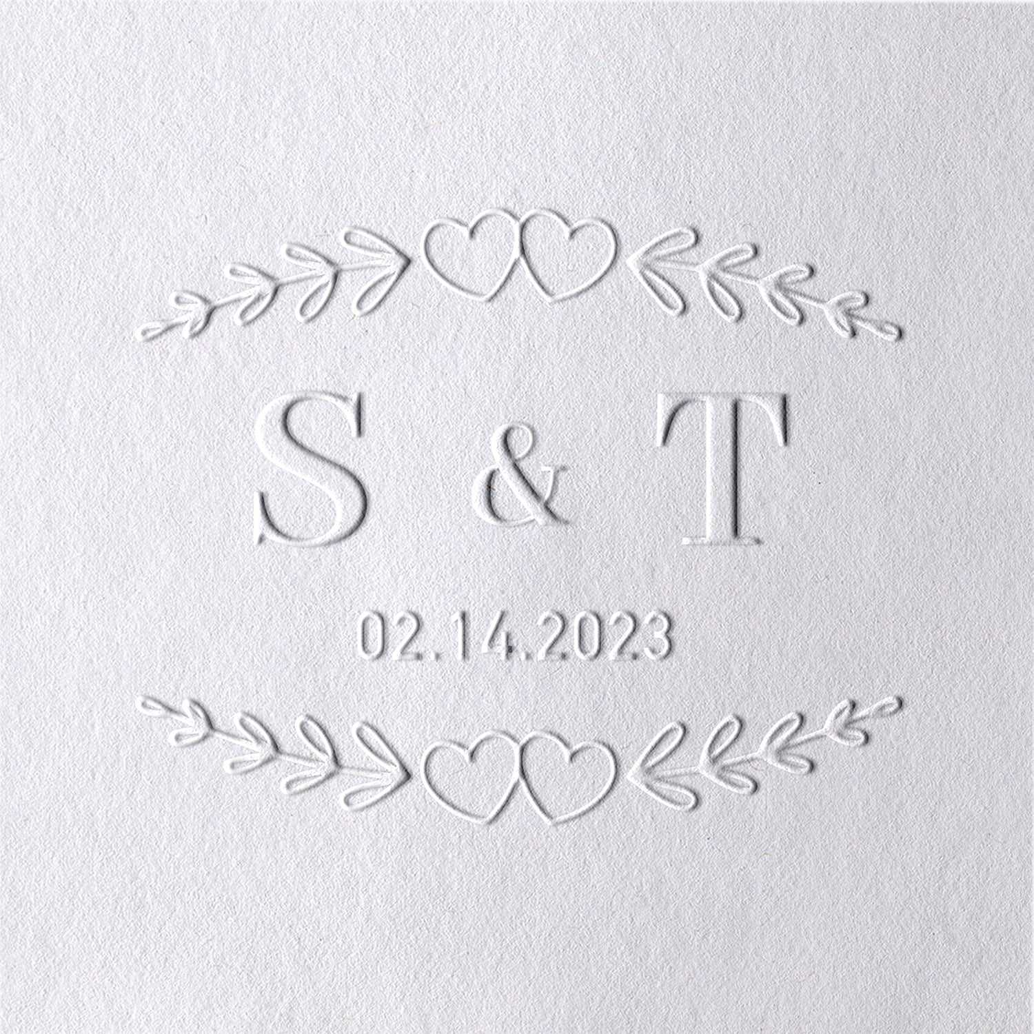 Custom Heart Initials and Date Wedding Embosser 21