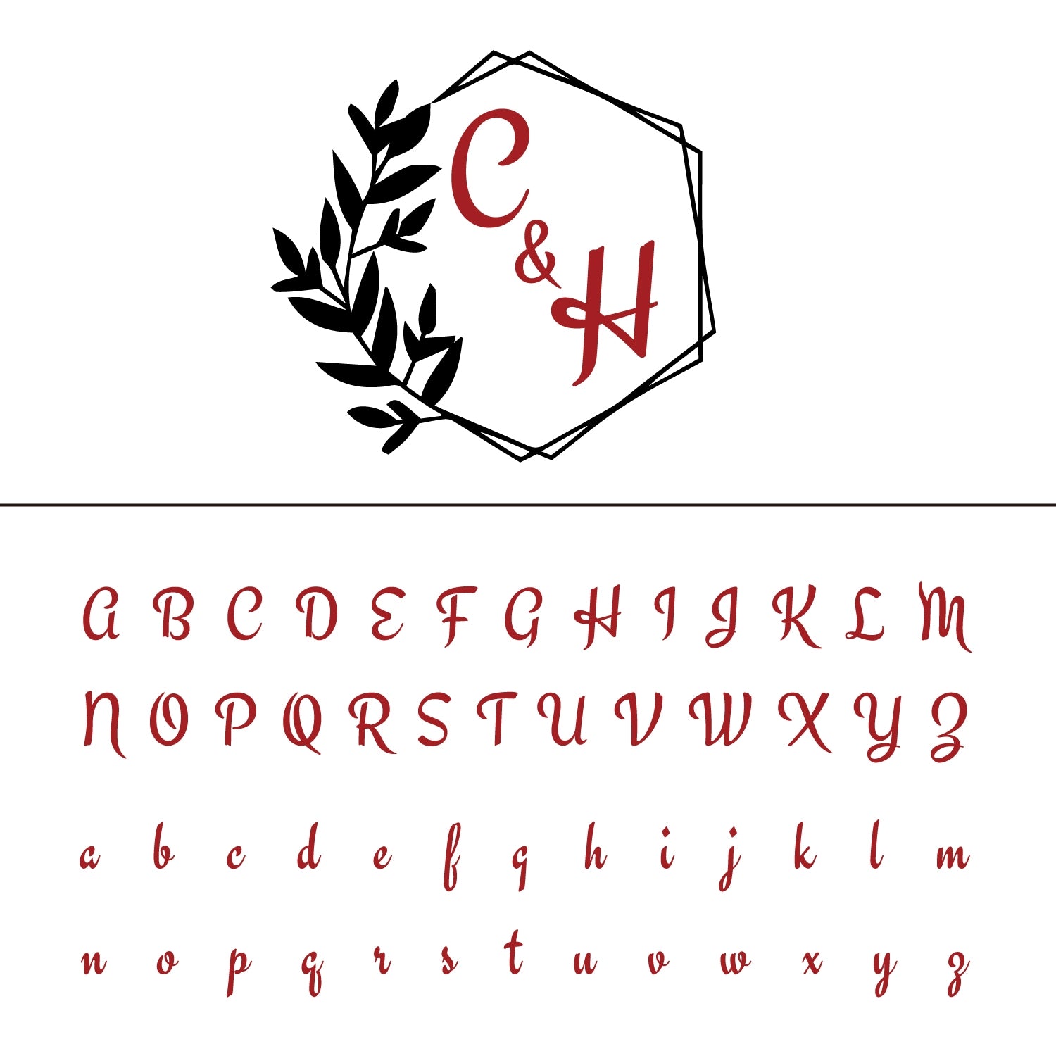 Custom Hexagonal Frame Laurel Wedding Monogram Wax Seal Stamp 15